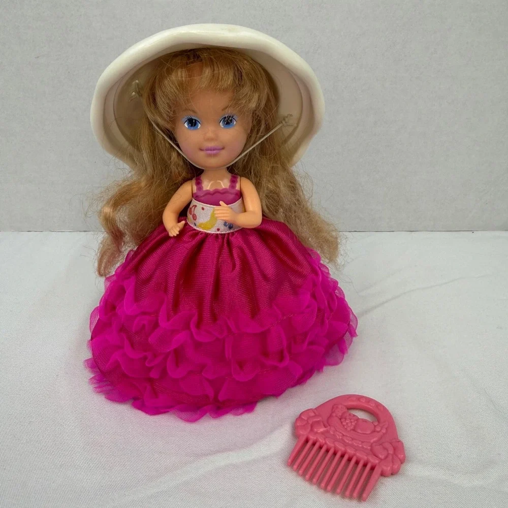 Vintage Tonka Cupcake Surprise Doll Magenta Cherry Dress with Hat and Comb